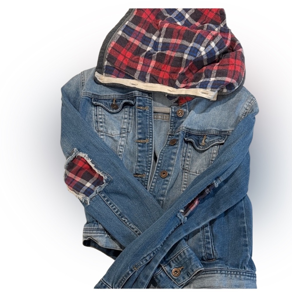 Denim Jacket With Plaid Lining - image 1